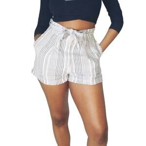 C&C California 100% Linen Striped Shorts - Size 4